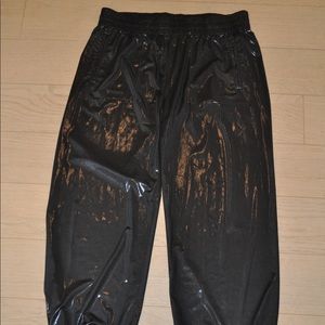 Black metallic boyfriend jogger pants